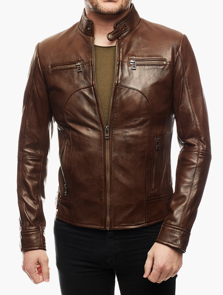 MyRunway | Shop Supreme Leather Brown Waxed Slim Fit Leather